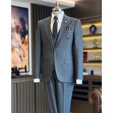 İtalyan Stil Ceket Yelek Pantolon Takım Elbise Siyah T12877