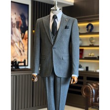 İtalyan Stil Ceket Yelek Pantolon Takım Elbise Siyah T12853