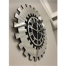 Dekoratif Modern Duvar Saati Gümüş Ayna 40 cm