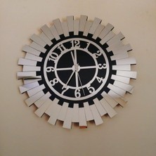 Dekoratif Modern Duvar Saati Gümüş Ayna 40 cm