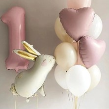 Bkmc Party Yaş Pembe Folyolu Tavşan Folyolu Balon Doğum Günü Parti Set Süsü