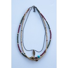 Lila Rosa Etnik Otantik Çoklu Kolye