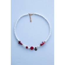 Lila Rosa Otantik Mercan Doğal Taşlı Kolye