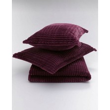 Merinos Modern Line 3 Parça Battaniye Seti Cherry Renk