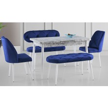 Cadde Yıldız Mavi Kapitoneli Yemek Masası Takımı