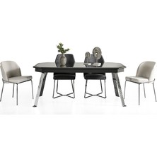 Cadde Yıldız Suave Antrasit Yemek Masası Takımı