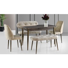 Cadde Yıldız Krem Kapitoneli Yemek Masası