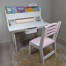 Aktivite Masa Sandalye Seti,2-7 Yaş- Kitaplıklı-Rulo Aparatlı-(Plastik Çekmece Pakete Dahil Değildir)
