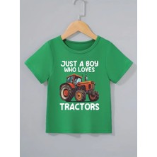 Erkek Çocuk Traktör Baskılı T-Shirt