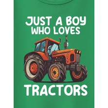 Erkek Çocuk Traktör Baskılı T-Shirt