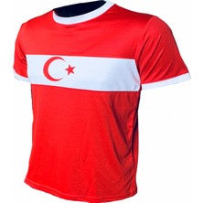 Fs Erkek Kırmızı Beyaz Türk Milli Logolu Fitness Günlük Spor Koşu Parçalı Tişört