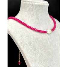 Crazy Takı Tasarım Ceyt Doğaltaş Ruby Rengi 925 Ayar Gümüşlü Kadın Kolye
