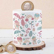 Sevimli Kedi, Gökkuşağı Desenleri Para Birikim KUMBARASI-1042193