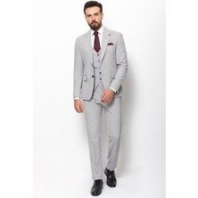 MCR Düz Gri Slim Fit Mono Yaka Klasik Erkek Takım Elbise