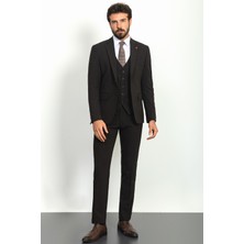 MCR Düz Kahverengi Slim Fit Klasik Erkek Takım Elbise