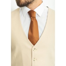 MCR Düz Bej Rengi Slim Fit Klasik Erkek Yelek