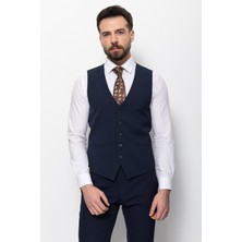 MCR Düz Lacivert Renk Slim Fit Klasik Erkek Yelek