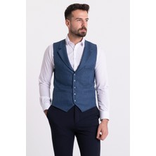 Arnürlü Indigo Rengi Slim Fit Erkek Klasik Yelek