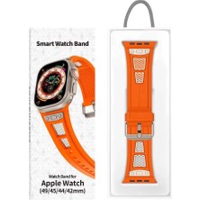 Apple Watch 10 Seri 46MM Hava Alabilen Metal Detaylı Silikon Kordon KRD-117