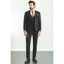 MCR Düz Antrasit Rengi Slim Fit Mono Yaka Yün Erkek Takım Elbise