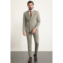 MCR Düz Slim Fit Geniş Yaka Kruvaze Erkek Takım Elbise