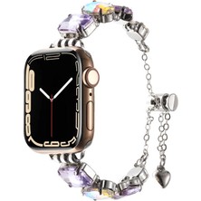 Lopard Apple Watch 46MM 10 Serisi Renkli Taşlı Tasarım Kordon KRD-115