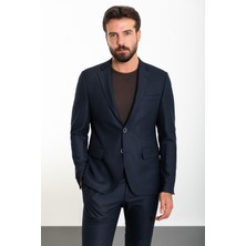 MCR Düz Lacivert Slim Fit Mono Yaka İpli Erkek Takım Elbise