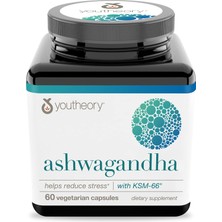 Youtheory Organic Ashwagandha - 60 Vegetarian Capsul - 1000 mg