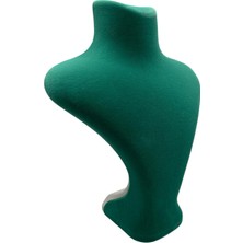 Megass Dekor Yerli Üretim Londra Model Süet Kumaş Yeşil Renk 28/ 22  cm Kolye Sergileme Mankeni