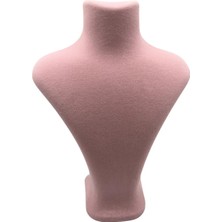 Megass Dekor Yerli Üretim Londra Model Süet Kumaş Pembe Renk 28/ 22  cm Kolye Sergileme Mankeni
