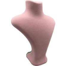 Megass Dekor Yerli Üretim Londra Model Süet Kumaş Pembe Renk 28/ 22  cm Kolye Sergileme Mankeni