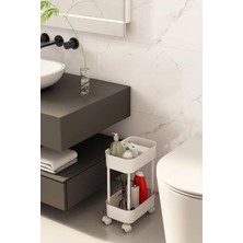 İliva Çok Amaçlı 2 Katlı Banyo Dolabı, Evye Altı Düzenleyici Dolap Içi Tezgah Altı Tekerlekli Organizer - Deterjanlık, Dolap Yanı Raf