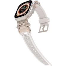 Lopard Apple Watch Uyumlu 46MM 10. Seri Kordon, Metal Başlıklı Silikon Kordon KRD-108