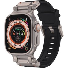 Apple Watch 46MM 10. Seri Kordon, Metal Başlıklı Silikon Kordon KRD-108