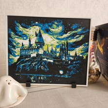 Altındal Home Hogwarts & Yıldızlı Gece: Van Gogh Temalı Kabartmalı 3D Renkli Tablo + Stand  Dekor Dekorasyon