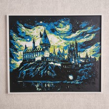 Altındal Home Hogwarts & Yıldızlı Gece: Van Gogh Temalı Kabartmalı 3D Renkli Tablo + Stand  Dekor Dekorasyon