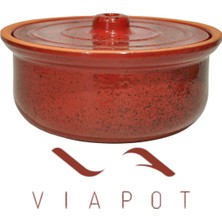 Viapot Güveç Orta 2500ML Tam Sırlı Benekli Çömlek 24X12CM