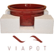 Viapot Güveç Orta 2500ML Tam Sırlı Benekli Çömlek 24X12CM