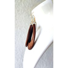 N House Ahşap Işleme / Damla Formunda, Sallantılı Küpe / 5 cm