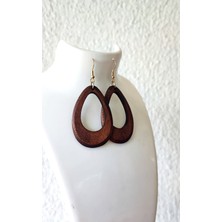 N House Ahşap Işleme / Damla Formunda, Sallantılı Küpe / 5 cm