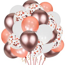 Parti Pera 40 Adet Balon Krom Rose Gold Balon Metalik Rose Gold Beyaz Pastel Balon Konfetili Balon Zincir Balon Buketi Seti