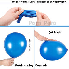 Parti Pera 40 Adet Balon Metalik Koyu Mavi Açık Mavi Beyaz Balon Zincir Balon Buketi Doğum Günü Balon Seti