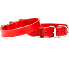 Doggie Deri El Yapımı Köpek Boyun Tasması 1,5X32-37 cm Kırmızı