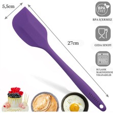 Woodhub Silikon Spatula Büyük Boy Yanmaz Yapışmaz Çizmez Özel Renk Mor