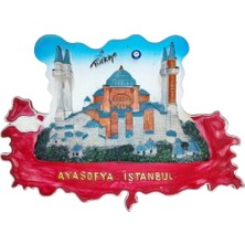 Türkiye Haritası Üzerinde Ayasofya Görselli Yazılı Dekoratif Duvar Süsü