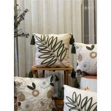 Bugi Home Collection 4'lü Punch Işlemeli Nakışlı Dekoratif Kırlent Kılıfı