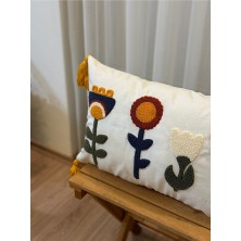 Bugi Home Collection Tekli Punch Işlemeli Nakışlı Panç Dekoratif Kırlent Kılıfı