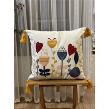 Bugi Home Collection Tekli Punch Işlemeli Nakışlı Dekoratif Kırlent Kılıfı