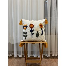 Bugi Home Collection Tekli Punch Işlemeli Nakışlı Panç Dekoratif Kırlent Kılıfı