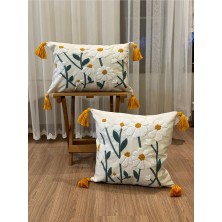 Bugi Home Collection 2'li Punch Işlemeli Nakışlı Panç Dekoratif Kırlent Kılıfı